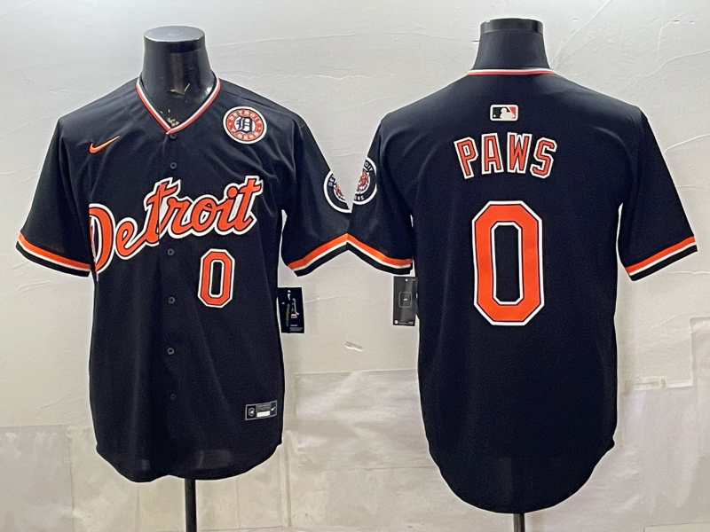 Men Detroit Tigers #0 paws black Nike 2026 MLB Jersey 05280044